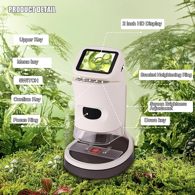 Microscope for Kids, 1000x Handheld, 2.0-inch Color Screen, Portable Educational Gift, Children's Microscope for 8-12 Year Olds