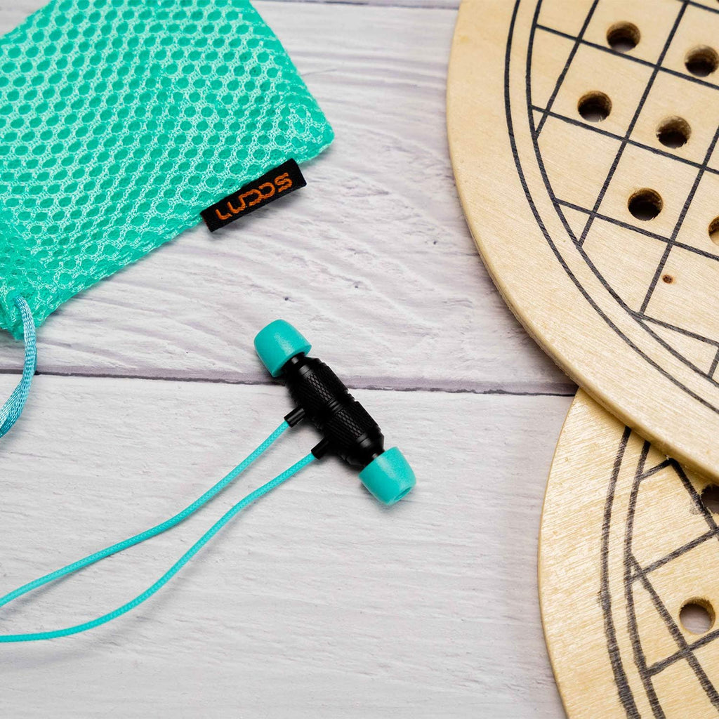 LUDOS Ultra Wired Earbuds in-Ear Headphones, 5 Years Warranty, Earphones with Mic, Noise Isolating Ear Buds, Memory Foam for iPhone, Samsung, School Students, Kids, Women, Small Ears - Turquoise