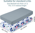 Baby Crib Sheets for Boys Girls, 2 Pack Fitted Crib Sheet for Standard Crib and Toddler Mattress, Soft Microfiber Baby Sheet 52x28x8in. (Cobblestone & Dark Gray)