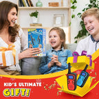 Wishouse Walkie Talkies for Kids Rechargeable Long Range,Xmas Birthday Gift for 4 5 6 7 8 9 Year Old Boys Girls,Hiking Gear Camping Games Cool Toys with NOAA,SOS Siren,Lamp,Lanyards,Easy to Use,2 Pack