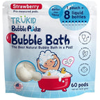 TruKid Bubble Podz Bubble Bath for Kids, Toddlers, & Babies, Tear Free Gentle & Refreshing Bath Bomb for Sensitive Skin with Natural Moisturizers, Non-Toxic, pH Balanced, Strawberry Scent (60 Podz)