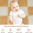 Skyweaver 36 Tiles Soft Non-Toxic Baby Play Mat for Floor EVA Foam Jigsaw Puzzle Play Mat, Interlocking Squares with 0.6inch for Babies, Toddlers & Kids Gym, Nursery, Playroom, Light Brown