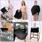 Car Seat Covers for Babies - Multi- use Nursing Carseat Canopy, Breastfeeding Covers, Baby Shower Gifts for Boys and Girls (Pure Black)