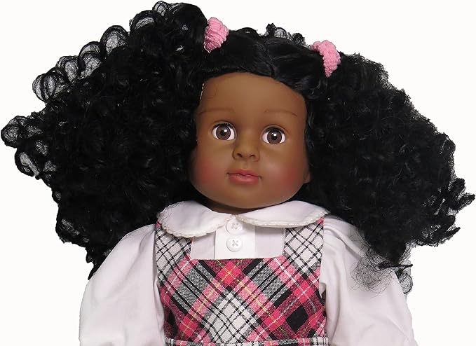 American Fashion World 18-Inch 'Virginia' African American Vinyl Posable Girl Doll with 3B Hair Type | Undressed Doll | Premium Quality & Design
