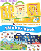 Reusable Sticker Book for Toddlers 2-4 Years, Stickers for Kids, Toddler Sticker Book Ages 1-3, Toddler Craft Activities, Toddlers Travel Toys Ages 2+ Boy Girl Birthday Gifts