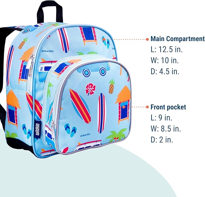 Wildkin 12-inch Kids Backpack – Padded, Adjustable, Ideal for Daycare & Travel - Surf Shack