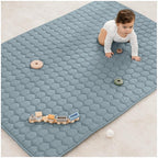 Comfy Cubs Rectangle Kids Play Mat - Medium 48 x 72 inches Soft Quilted Baby Floor Mat with Non-Slip Bottom - Plush Design for Toddlers Playtime and Relaxation - Comfortable and Durable - Pacific Blue