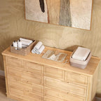 Homsee Baby Changing Table Dresser, 100% Solid Wood Infant Diaper Changing Station Combo, 10-Drawer Baby Nursery Dresser with Removable Tray for Children's Room Bedroom, Nature Color