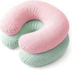 Nursing Pillow Covers, 2 Soft and Cosy Breastfeeding Pillow Covers for Standard Baby Nursing Pillows for Both Boys and Girls (Pink and Green)
