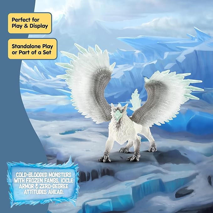 Schleich Eldrador Creatures - 13" Ice Griffin Toy - Movable Wing Dragon Action Figure for Boys and Girls - Mythical Creature Figures - Fantasy Beast Figurine - Fun Monster Toys for Kids Ages 7+