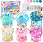 LAWOHO 6 Pack Slimes, Pink & Blue Slime Kit for Kids Ages 4-12 with Cloud, Butter & Water Slime, Non-Sticky Soft Sensory Toys, Slime Party Favors, Goodie Bag Stuffers for Girls & Boys Birthday Gifts