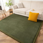 MAXYOYO Coral Velvet Area Rug, Thick Japanese Tatami Mat Living Room Carpet with Non-Slip Backing, Large Solid Color Mat for Bedroom Dormitory Yoga, Olive Green, 59"x 78"