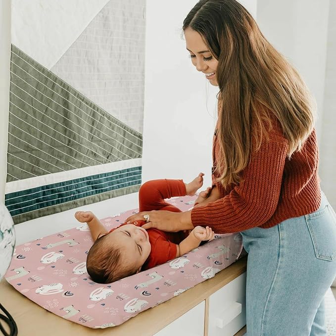 BROLEX Changing Pad Covers for Baby: Boy Girls Ultra Stretchy Soft 2 Pack Elephant Rabbit