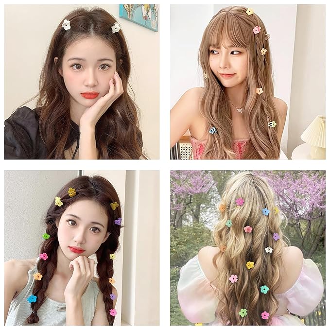 Small Flower Hair Clips 100PCS, Mini Hair Clips Baby Claw Clips Cute Jaw Clips Hair Pins Hair Barrettes Toddler Hair Accessories for Women Girls Kids Teens