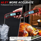 Professional Food & Meat Thermometer, 1 Sec Instant Read & ±0.5℉ Accuracy Driven by Thermocouple Sensor. IP67 Waterproof Digital Thermometer for Cooking, BBQ, Grill Gifts for Men Him Dad Birthday