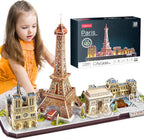 CubicFun 3D Puzzle LED Paris Cityline, 115 Pieces, 1 Count, Ages 8-12, Modern Style, Unisex, Gray, Intermediate Skill, Patience Skill, 15.748 x 4 x 12.87 inches, Assembly & Disassembly, PUZZLES