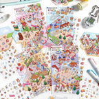 DIY 3D House Stickers, Cute 3D Cartoon Scene for Adult Kids Relief Stress Pass The Time,Cute Make Your Own House Stickers for Gifts Paint by Sticker.(4 Set)