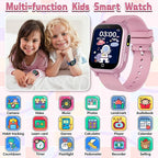 Kids Smart Watch Gift for Girls Ages 3-12, IP67 Waterproof, 32 Puzzle Games, HD Touchscreen Dual Camera Vedio Pedometer Music Player, Kids Watch Toy Birthday Gifts for Girls Ages 5 6 7 8 9 10 (Pink)