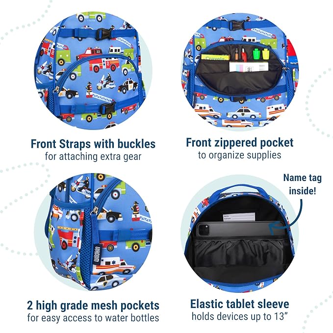 Wildkin ECO rPET 15-inch Kids Backpack – Sustainable, Padded, Adjustable – Heroes