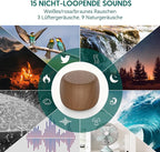 Babelio White Noise Sound Machine for Adults Kids Baby, Mini, 15 Non-looping Sounds, Timer, Memory Function, Easy to Pocket and Travel Wood Grain