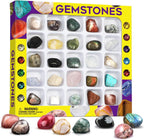 XXTOYS Rocks Collection 25PCS Rock and Mineral Education Set Gemstones for Kids Geology Gem Kit with Healing Chakra Gemstones, Tumbled Stones and More Identification Guide STEM Science Education