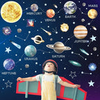 Glow in The Dark Stars and Planets for Ceiling, Robmoda Glow Solar System Wall Stickers, Space Wall Decals for Kids Boys Room (Blue)