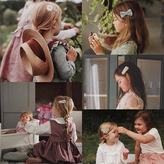 15 Pcs Hair Clips for Girls with Bows Butterfly Flower,2" Fully Lined Alligator Clips and Barrettes,Handmade Hair Accessories for Baby Toddler Young Kids School Age Girls Gifts