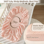 david's kids Muslin Mini Crib Sheets, 2 Pack Cotton Pack N Play Sheets for Boys Girls Neutral, Soft Breathable Baby Sheets Fit Pack N Play, Playard and Mini Crib Mattresses, Snow White & English Rose