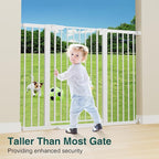 Cumbor 36" Extra Tall Baby Gate for Stairs, 29.7-54.2" Extra Wide Dog Gate for Doorways Hallways, Pressure Mounted Child Gate for Wide Opening, Auto Close Personal Safety for Babies and Pets, White