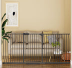 Extra Wide Baby Gate Extra Wide Extra Tall Dog Gates for Stairs Doorways Black Metal Tension Indoor Safety Gates with Pressure Mount 76.38-81.1 Inch