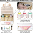 Diaper Bag Backpack Tote for Women Large Capacity, Baby Bag with Insulated Pockets Multifunctional Diaper Bags For Baby Girl Boy Waterproof Baby Bags For Boys Girls Maternity Bag Beige
