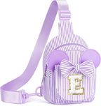 Sling Bag for Girls Kids, Initial Small Crossbody Bags, Birthday Gifts for 4 5 6 7 8 9 Year Old Girls Kid, Gifts for Little Girl Kids Cross Body Bag Belt Bags for Girl (Purple E)