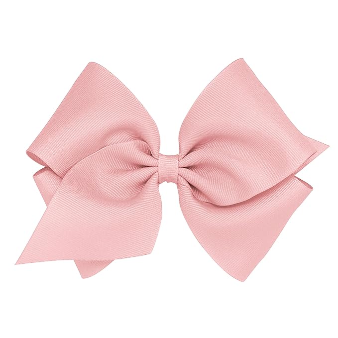 Wee Ones Girls' Plain Wrap Classic Grosgrain Hair Bows on a WeeStay No-Slip Hair Clip, Handmade, Mini King, Sweet Nectar