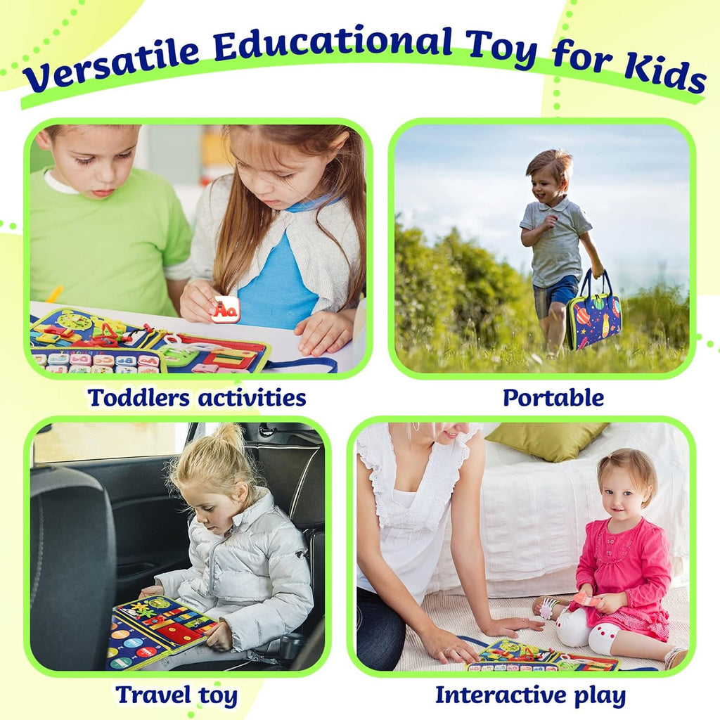 TenFans Montessori Busy Board | 1-4 Year Old Toddler Learning Toy | Fine Motor Skills Development | Montessori Sensory Playset | Early Childhood Education Tool | Portable Travel Preschool Activity Kit