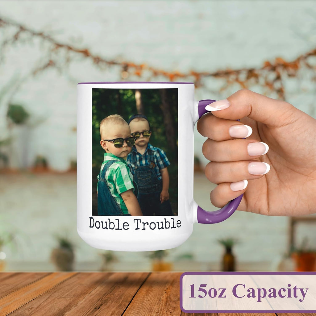 Personalized Coffee Mug, Custom Photo Text 15 Oz Ceramic Mug, Customized Picture Name Tea Cup, Unique Gift Idea, Taza Cafe Personalizadas Fotos, Cute Custom Gifts Mom Women Men, Mother's Day, Purple