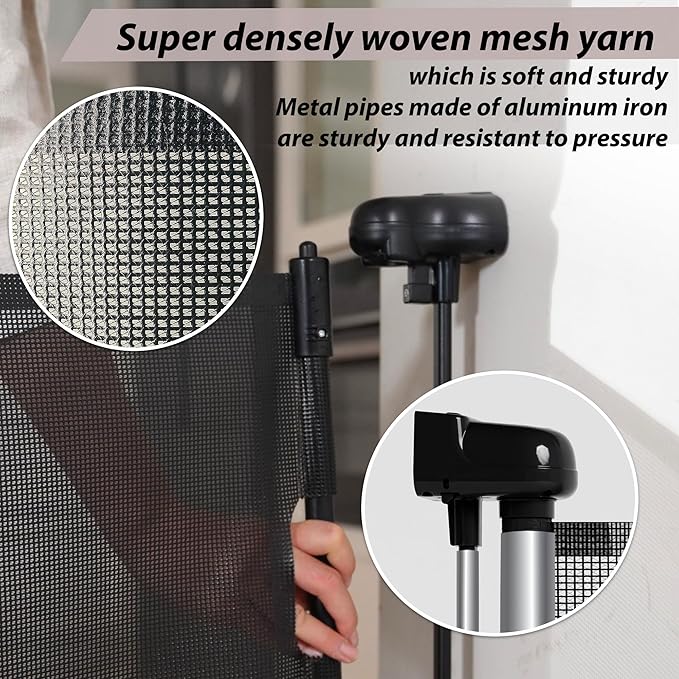 Retractable Baby Gates Dog Gate for Stairs, 100" Wide Retractable Gate Mesh Pet Gate, 41" Extra Tall Child Safety Gate with Fiberglass Rods for Stairways, Doorways, Hallways, Indoor/Outdoor