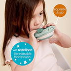 b.box Fill + Feed (Lullaby Blue) | Reusable Baby Food Pouch | For Babies & Toddlers 4m+ | Silicone/Nylon Pouch, BPA-Free Lid | Dishwasher & Microwave Safe | 110mL (3.7oz, ½ Cup) Capacity