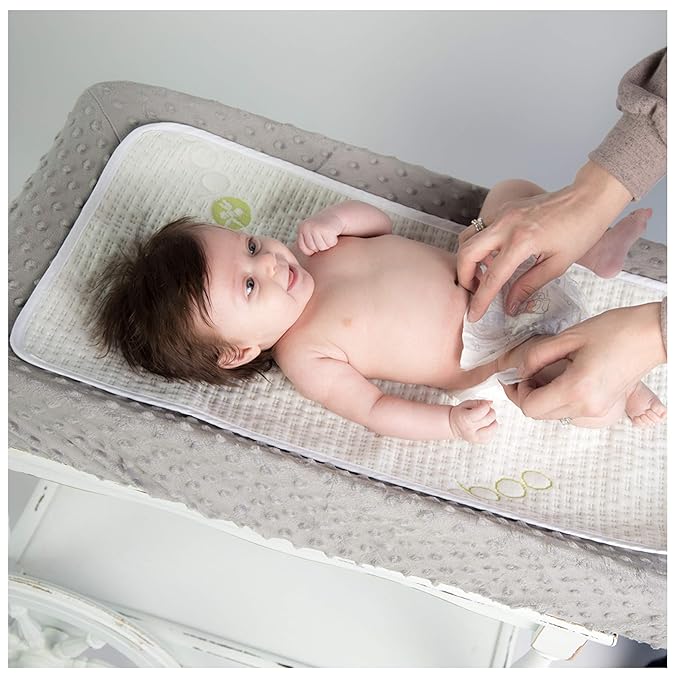 Washable Absorbent Bamboo Rayon Baby Changing Pads 6 Pack - Extra Soft Material, Reusable, Leak Proof, Stain Protective Cover- use in Diaper Bag for Traveling or in Nursery