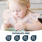 Tiny Twinkle Mess Proof Baby Bibs for Eating - Waterproof, Wipeable Bibs - Toddler Bibs - Travel Friendly - PFAS, PVC, BPA, Phthalate Free - Baby Food Bibs(3 Pack,Petite Safari)