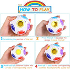 18 Pack Rainbow Puzzle Ball Magic Rainbow Ball with 3 Pack Pouches Fidget Toy Ball for Kids Speed Cube Ball Funny Stress Reliever Ball Christmas Stocking Stuffers for Kids Teen and Adults