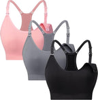 Suekaphin 3 Pack Sports Nursing Bra for Breastfeeding Supportive Bralette Pregnancy Maternity Wirefree Support for Women