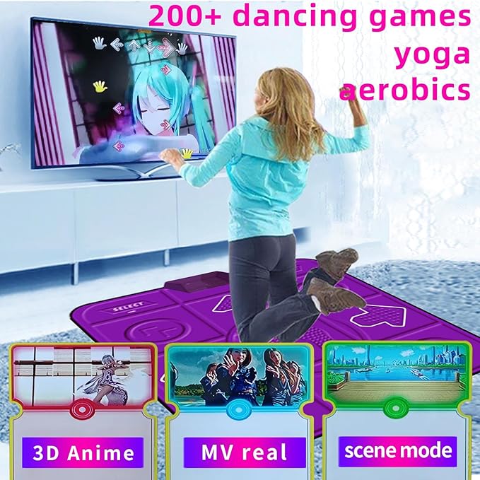Dance Mat for Kids and Adults, AR Game Dancing Mats for Girls & Boys, Christmas & Birthday Gift, Purple