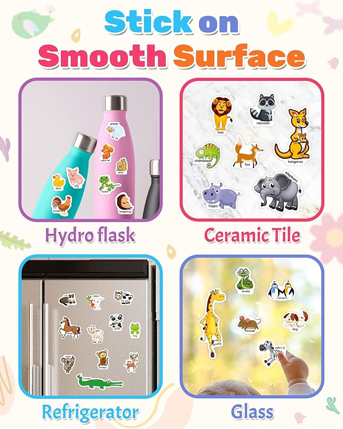 Benresive Reusable Sticker Book for Toddlers 2-4 Years, Fun Travel Stickers for Kids, Waterproof Sticker Books for Toddlers 1-3, Crafts Activities for Todddlers 1-3 2-4 3-5 - Animals Zoo