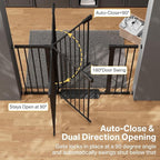 Cumbor 36" Extra Tall 29.7"-51.5" Baby Gate for Stairs, Easy Wall Through Dog Gates for Doorways Extra Wide, Pressure Mounted Tall Pet Gate Indoor, Safety Auto-Close Child Gate for Kids, Black