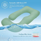 Cute Castle Cooling Cover Pregnancy Pillows, Soft U-Shape Maternity Pillow with Removable Cover - Full Body Pillows for Adults Sleeping - Pregnancy Must Haves - Jumbo 57 Inch - Green