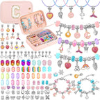 140 PCS Charm Bracelet Making Kit for Girls Age 8-12 Charm Beads for Kids Jewelry Making DIY Bracelet Craft Kit for Girls Valentine Christmas Birthday Gifts with Portable Bracelet Box