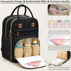 Diaper Bag Backpack for Women with Changing Pad, Baby Bag with Insulated Pockets Multifunctional Diaper Bags For Baby Girl Boy Waterproof Baby Bags For Boys Girls Maternity Bag Black
