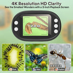 1000X Handheld Microscope for Kids 4K 2.0" Screen Rechargeable Mini Pocket Digital Microscopes w/Slides Kit Portable Edu Gift Age 4-6 8-12 Children Students (White)