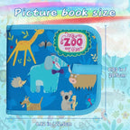 Erasable Doodle Set for Kids - Reusable Magic Drawing Book with 12 Watercolor Pens 14 Page Drawing, Road Trip Car Game Writing Painting Set for Boys and Girls (Zoo Blue)