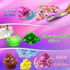 DIY Slime Kit for Girls, Galaxy & Glow in The Dark Slime Making Kit for Kids 6-12, Glimmer Crunchy, Butter & Cloud Slime Kit with Add-ins, Foam Balls, Charms, Glitters, Gift Toys for Boys Girls
